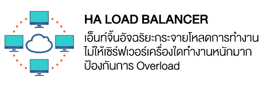 HA Load balancer เอ็นท์จิ้นอัจฉริยะกระจายโหลดการทำงาน ไม่ให้เซิร์ฟเวอร์เครื่องใดทำงานหนักมาก ป้องกันการ Overload 