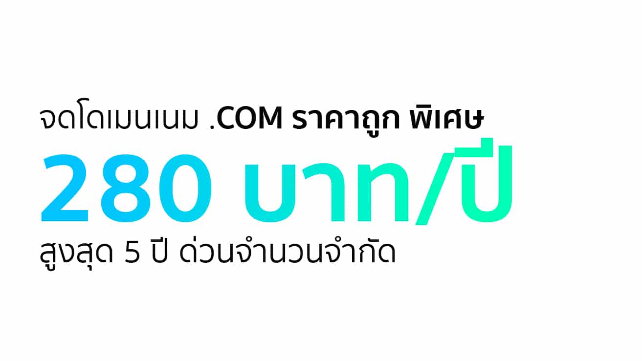 จดโดเมนเนม .com 280 บาท